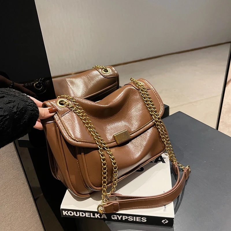 Women's PU Leather Shoulder Bag Flap Armpit Handbag