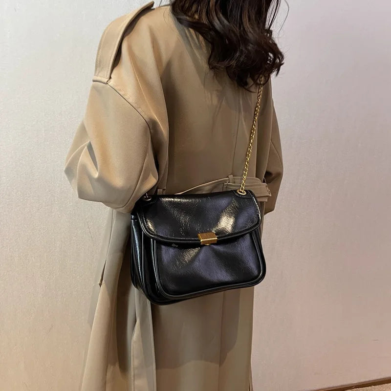 Women's PU Leather Shoulder Bag Flap Armpit Handbag