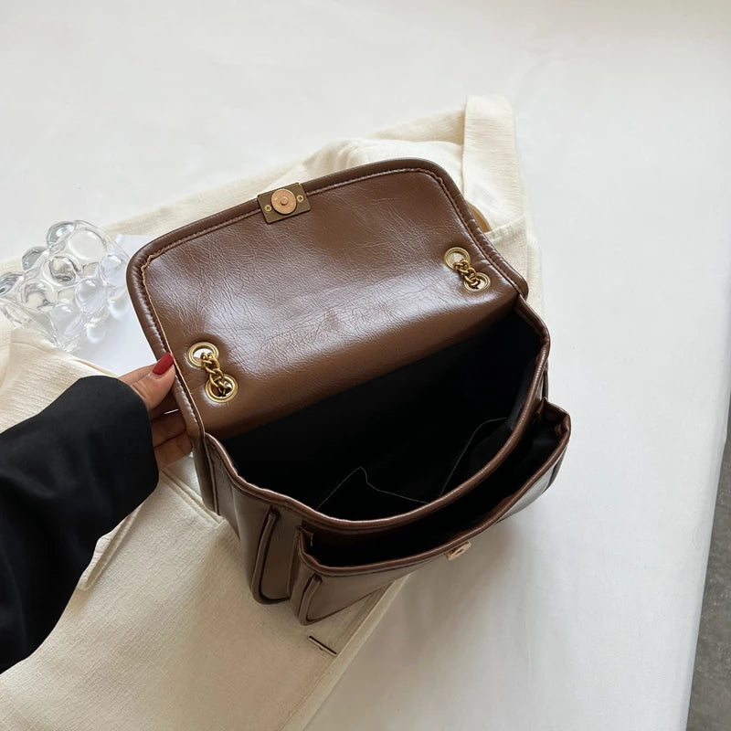 Women's PU Leather Shoulder Bag Flap Armpit Handbag