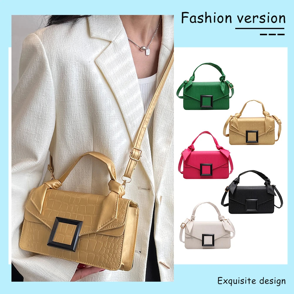 PU Leather Shoulder Bag Top-handle Knot Handle Women