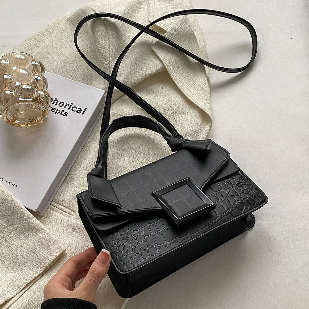 PU Leather Shoulder Bag Top-handle Knot Handle Women