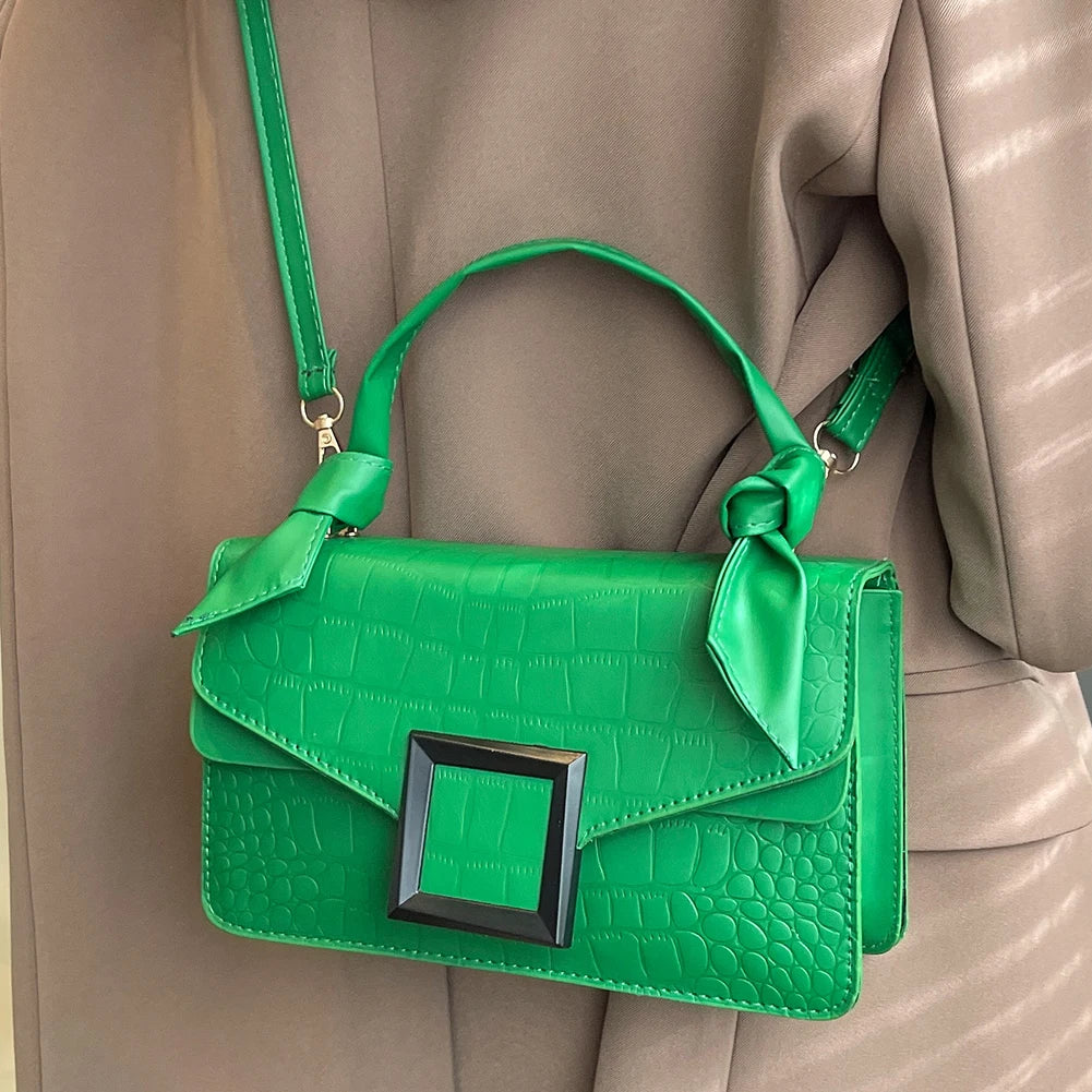 PU Leather Shoulder Bag Top-handle Knot Handle Women