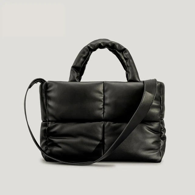 Padded Leather Women Handbags Crossbody Bags Down Cotton Winter Bag
