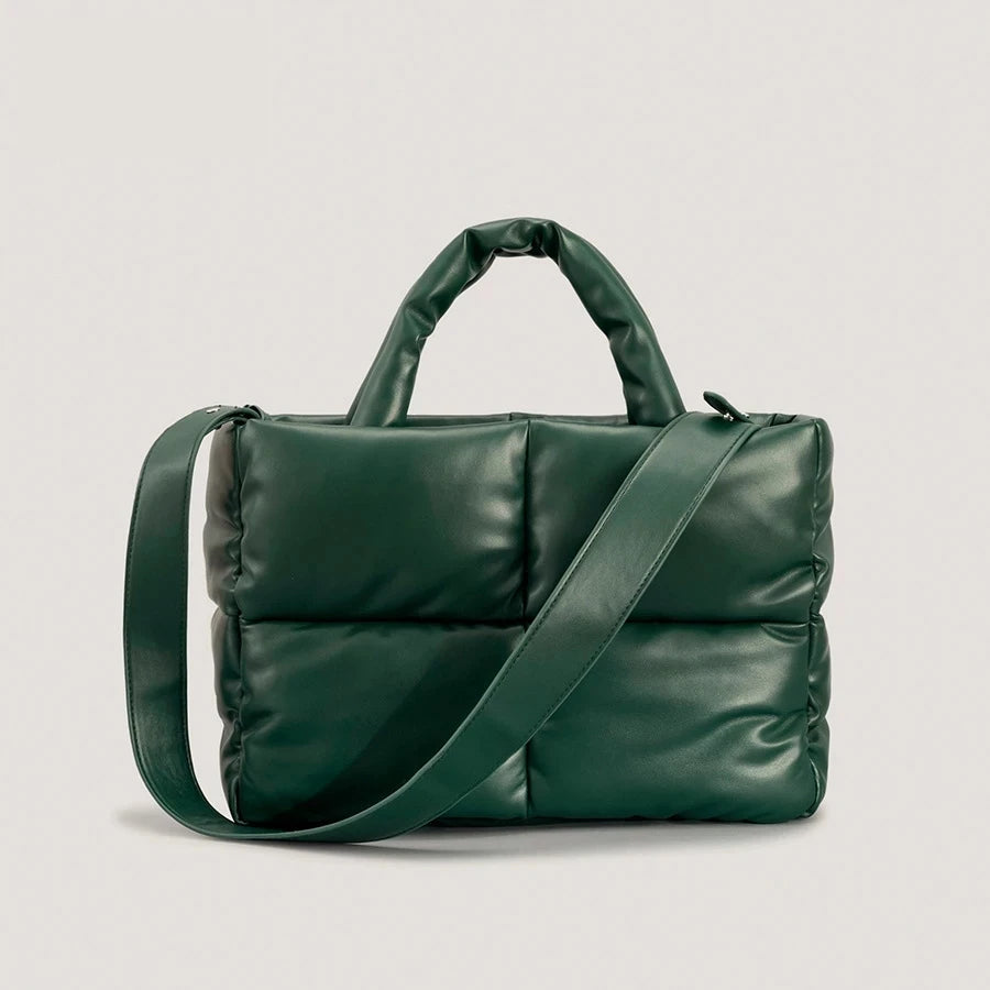 Padded Leather Women Handbags Crossbody Bags Down Cotton Winter Bag