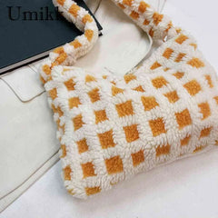 Soft Plush Shoulder Bag for Women - Autumn Winter Underarm Bag