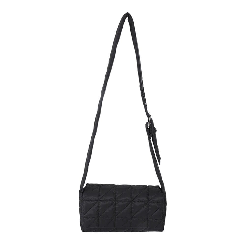 Quilted Crossbody Bag with Belt Buckle - Women's Shoulder Bag