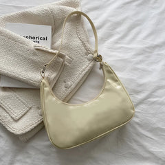 Shoulder Bag Women Patent Leather Solid Crescent Handbag Ladies