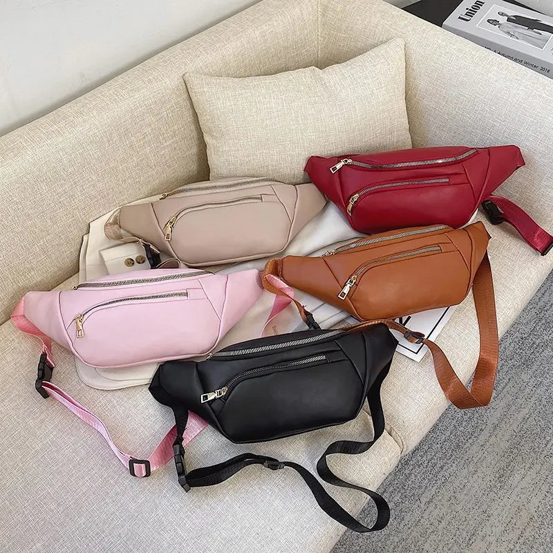 Women's Casual Shoulder Bag Pu Leather Waist Bag Female Fanny Bag