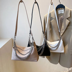 Soft Leather Handbag Female Vintage Bagute Chain Shoulder Bag
