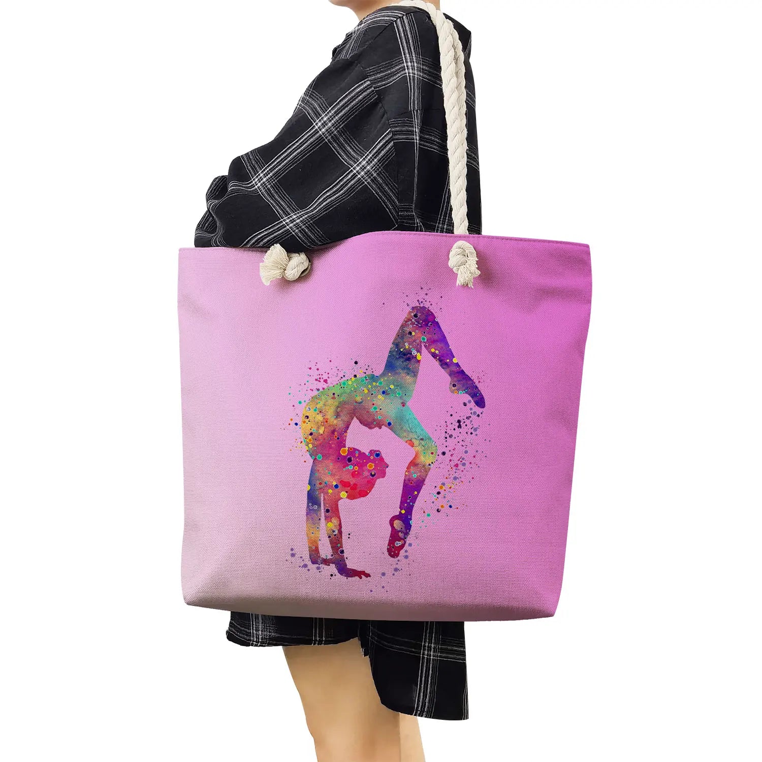 Watercolor Gymnastics Art Print Shoulder Bag for Women