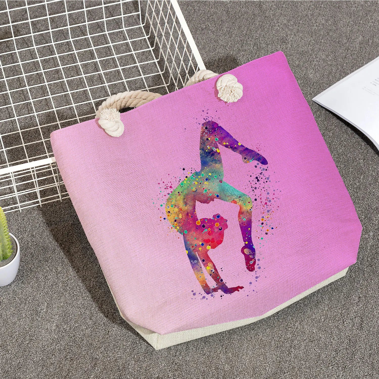 Watercolor Gymnastics Art Print Shoulder Bag for Women