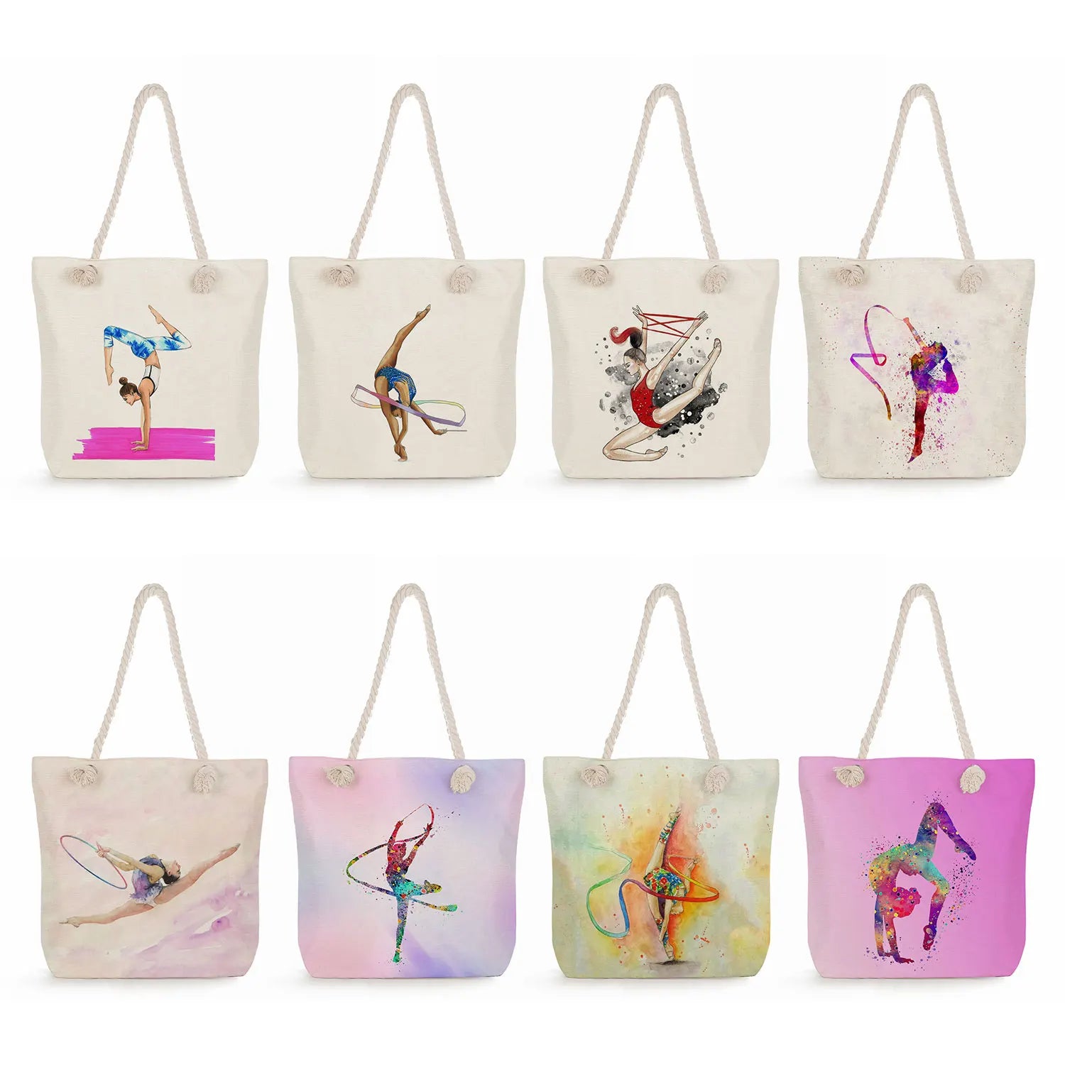 Watercolor Gymnastics Art Print Shoulder Bag for Women