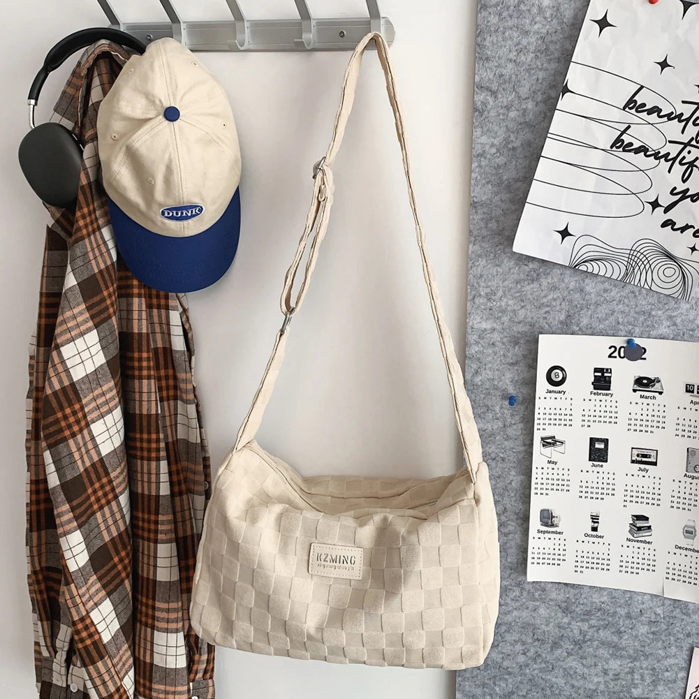 Plaid Shoulder Tote Bag Messenger Hand Bags Daily Travel Crossbody Bags