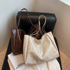 Women's PU Leather Shoulder Bag Large Capacity Tote Solid OL Style