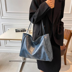 Women's PU Leather Shoulder Bag Large Capacity Tote Solid OL Style