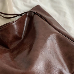 Women's PU Leather Shoulder Bag Large Capacity Tote Solid OL Style