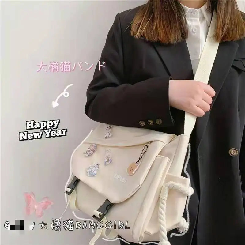 Anime Cartoon Shoulder Bag for School Teens Canvas Hip Hop
