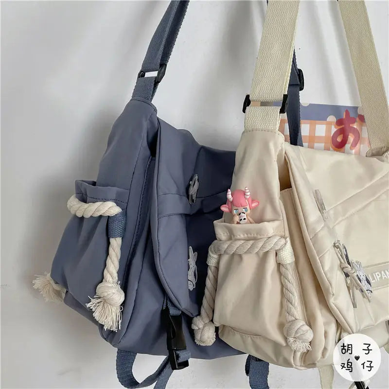 Anime Cartoon Shoulder Bag for School Teens Canvas Hip Hop