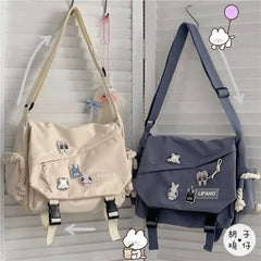 Anime Cartoon Shoulder Bag for School Teens Canvas Hip Hop
