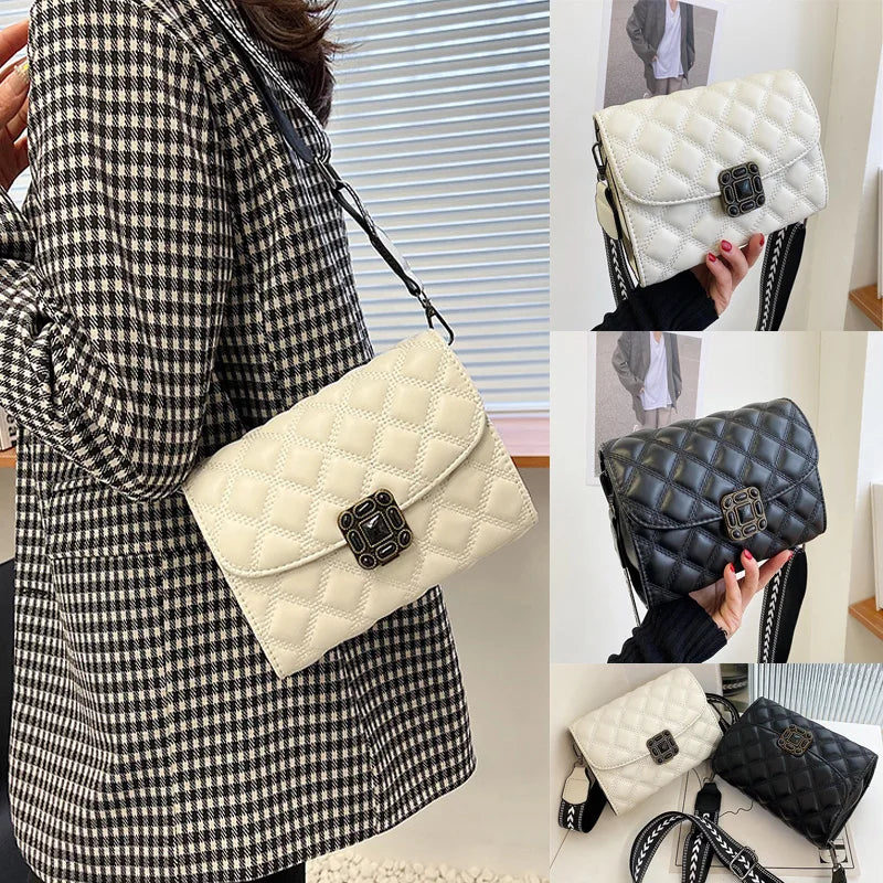 Shoulder Crossbody Bag for Women Pu Leather Lingge Pattern