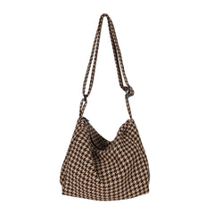 Canvas Shoulder Messenger Bag Large Capacity Houndstooth Women Handbags Totes Cl