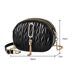 Solid Crossbody Bags for Women with Tassel Pendant Chain, PU Leather, Casual
