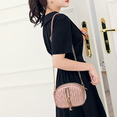 Solid Crossbody Bags for Women with Tassel Pendant Chain, PU Leather, Casual