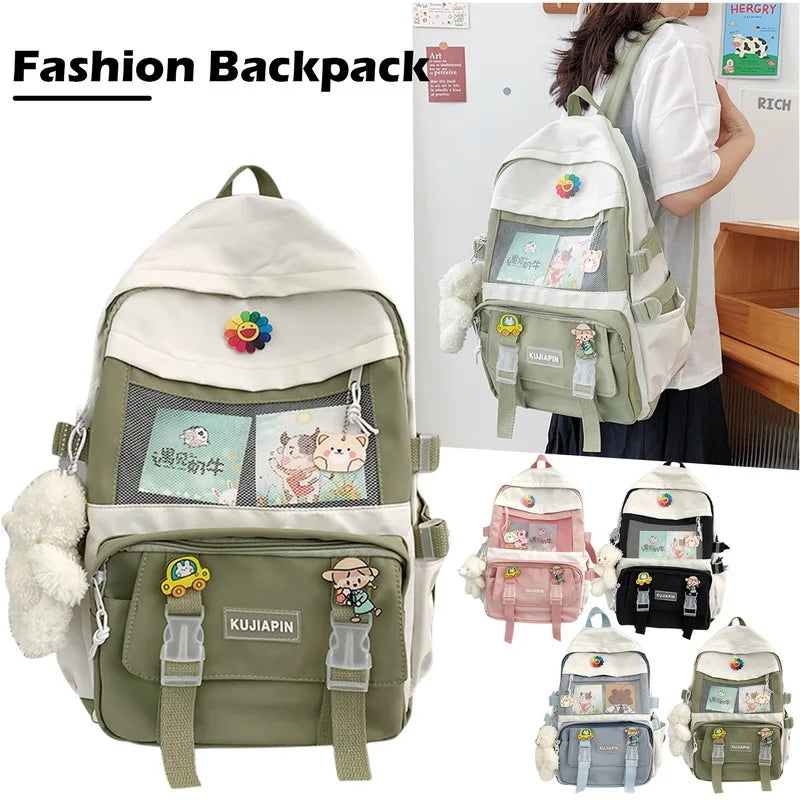 Large Capacity Girls School Backpack with Shoulder Strap