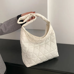 Quilted Rhombus Pattern Shoulder Tote Bag, Lightweight Women Handbag