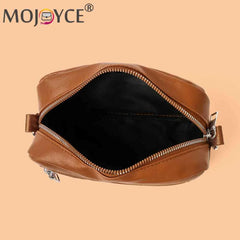 Leather Shoulder Tote Bag with Rhombus Pattern