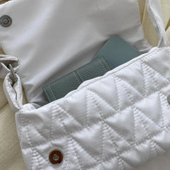 Quilted Crossbody Sling Bag Small Square Wide Strap Cotton Padded for Ladies
