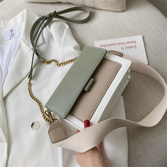 Women's Contrast PU Leather Crossbody Bag Handbag Shoulder Bag