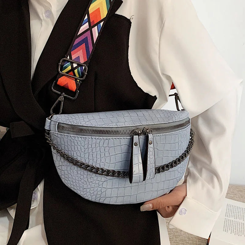Women's PU Leather Fanny Pack with Chain Strap