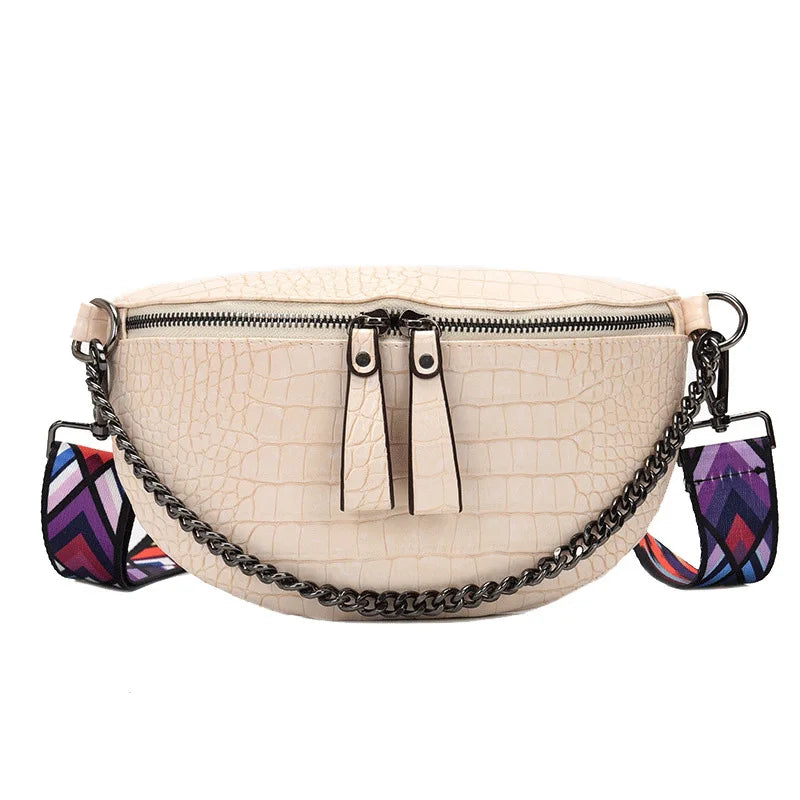 Women's PU Leather Fanny Pack with Chain Strap