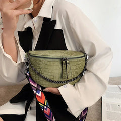 Women's PU Leather Fanny Pack with Chain Strap