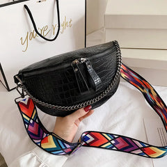 Women's PU Leather Fanny Pack with Chain Strap