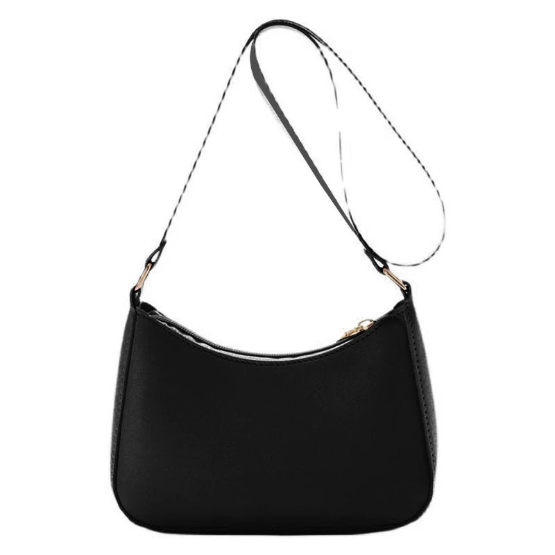 PU Leather Shoulder Bag Women Casual Zipper Underarm Bag