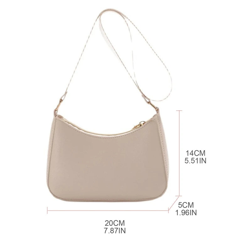 PU Leather Shoulder Bag Women Casual Zipper Underarm Bag