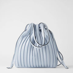 Pleated Bucket Bag Women's Casual Drawstring Crossbody Bag