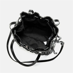 Pleated Bucket Bag Women's Casual Drawstring Crossbody Bag