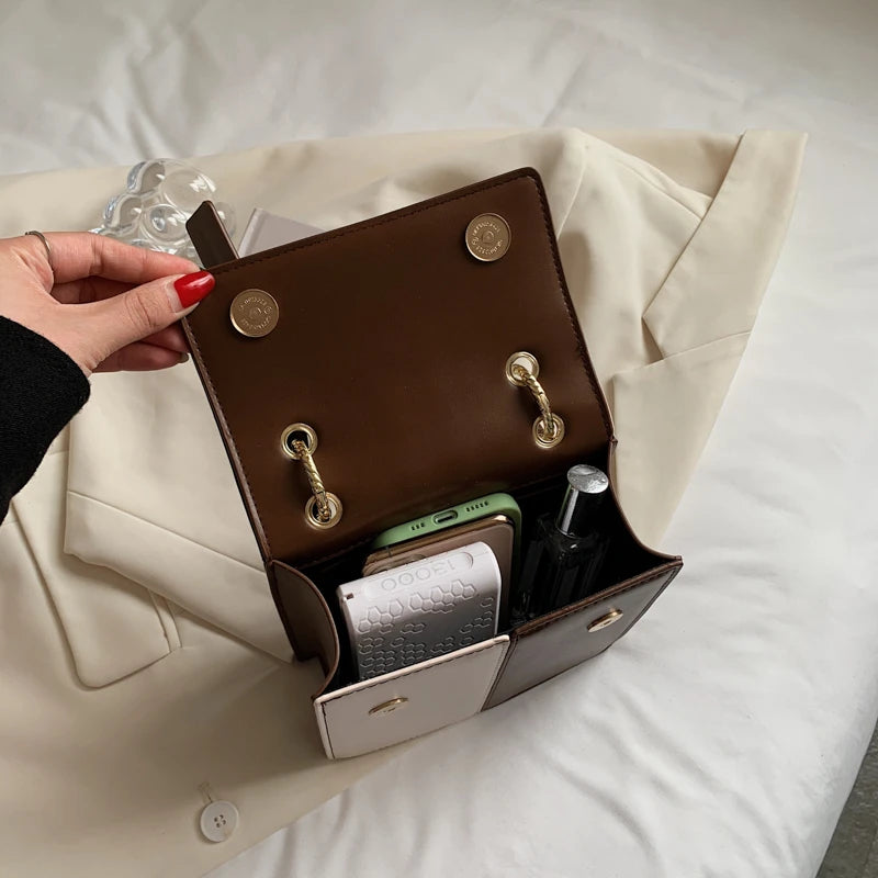 Panelled Crossbody Bag Ladies Flap Messenger Bag Female Handbag