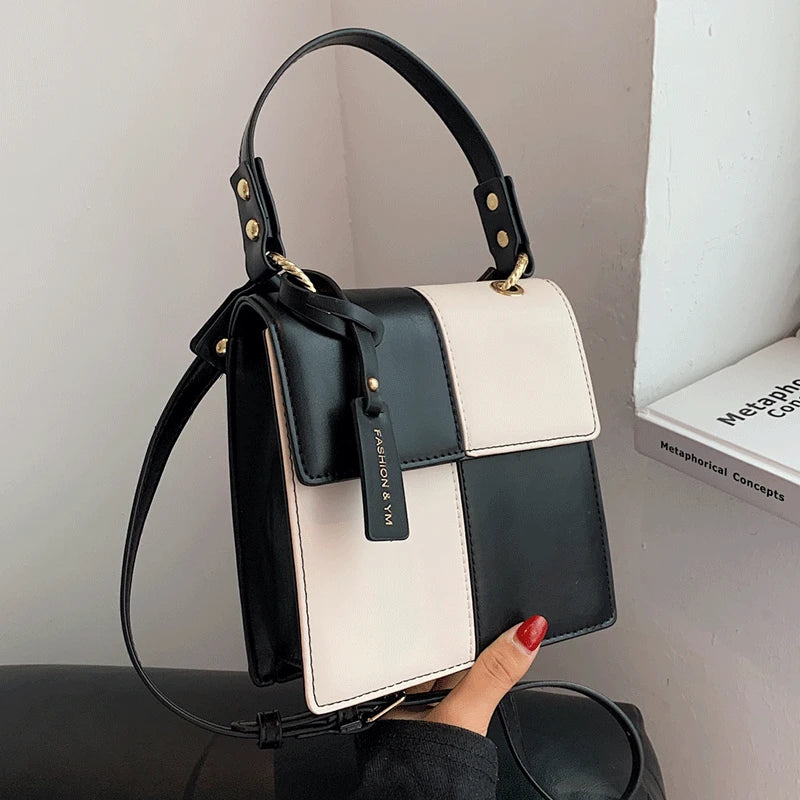 Panelled Crossbody Bag Ladies Flap Messenger Bag Female Handbag