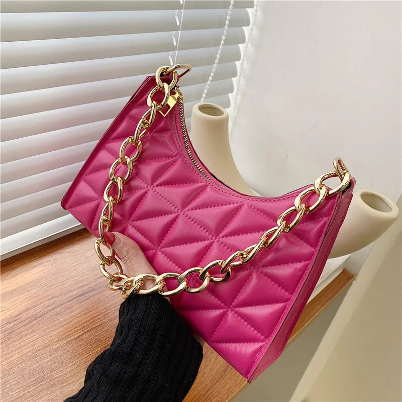 Plaid PU Leather Armpit Handbag Women