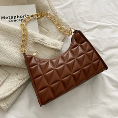 Plaid PU Leather Underarm Shoulder Bag for Women