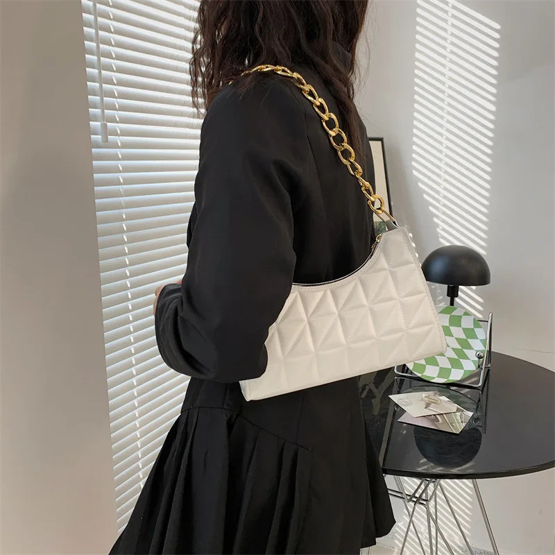 Plaid PU Leather Armpit Handbag Women