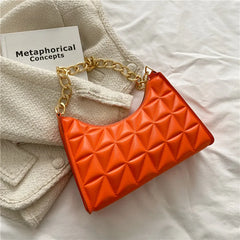 Plaid PU Leather Armpit Handbag Women