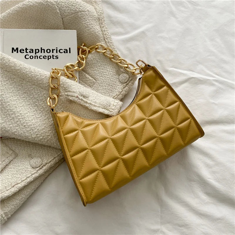 Plaid Pu Leather Armpit Handbag Female Pouch Hobo Bag