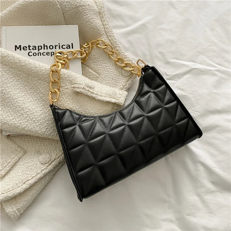 Plaid Pu Leather Armpit Handbag Female Pouch Hobo Bag