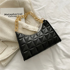 Plaid Pu Leather Armpit Handbag Female Pouch Hobo Bag