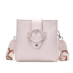 Women Shoulder Bags Solid Bucket Bags Ladies PU Leather Messenger Pocket Cover M